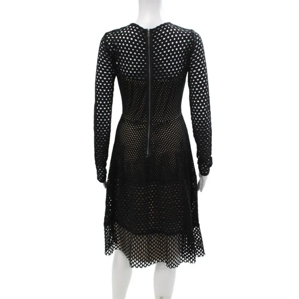 BCBG Max Azria Womens Mesh Layered Zipped Sheath Dress Black Size S - Picture 3 of 7